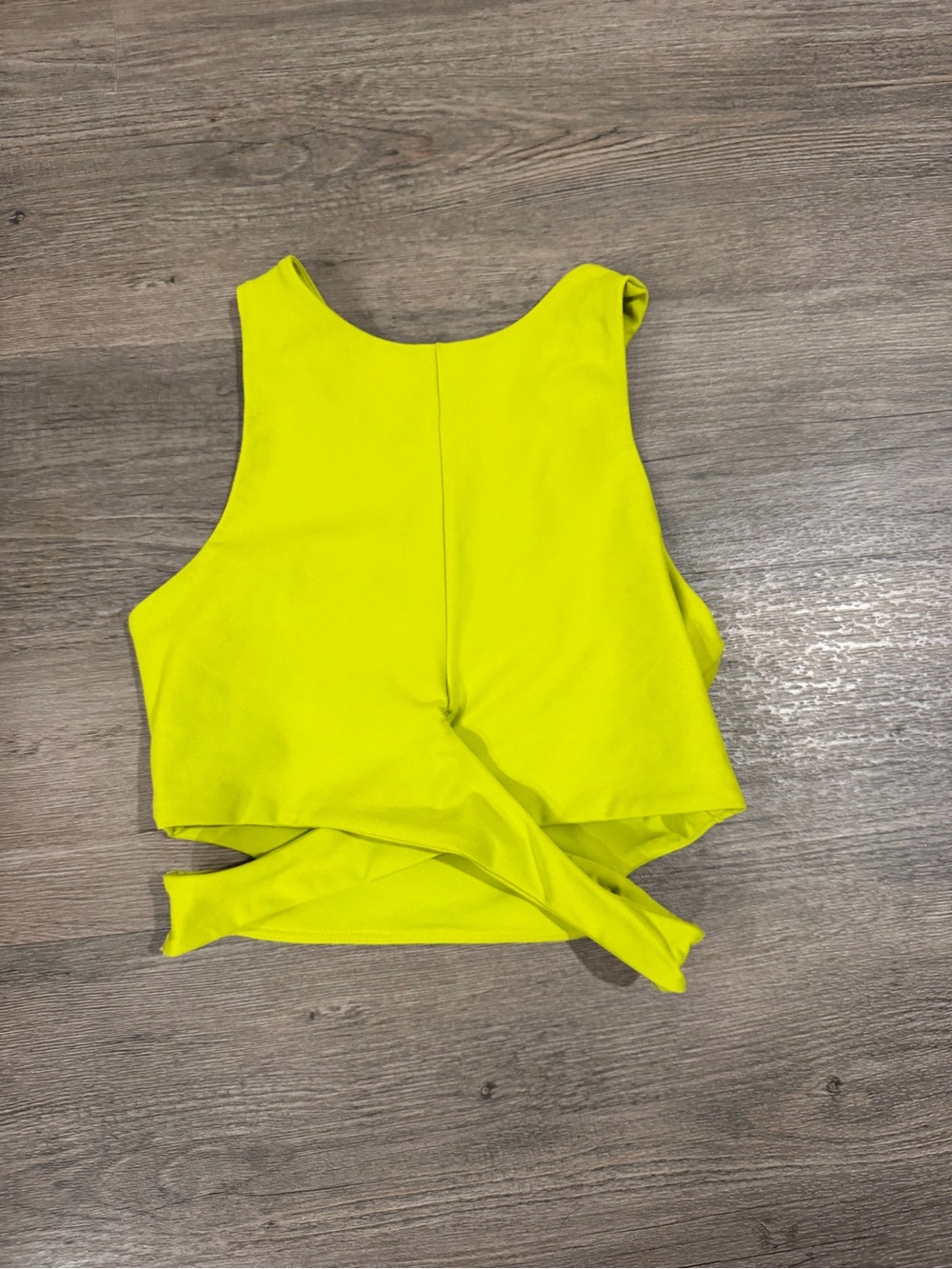 BECCA Neon Yellow Cropped exercise Top with Tie Back